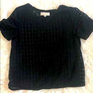 Ann Taylor LOFT sheer plaid tee